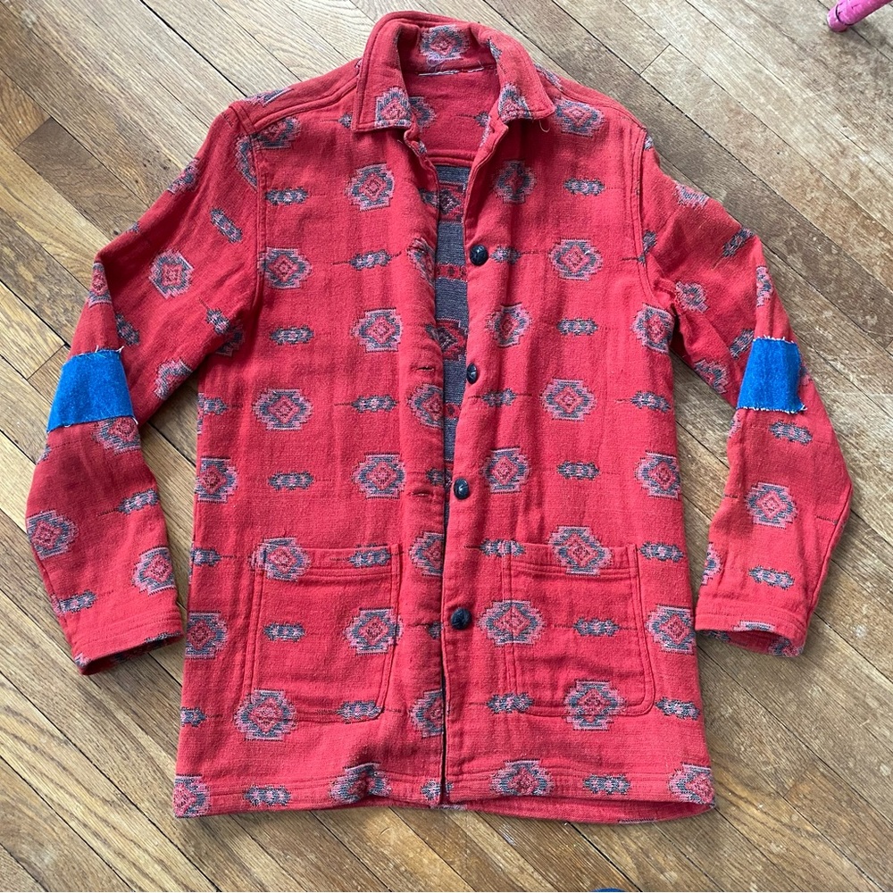Vintage Aztec jacket with denim patches